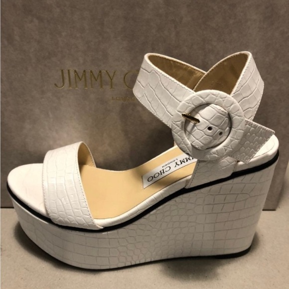 Jimmy Choo White Women's Wedge Sandals - Picture 1 of 4